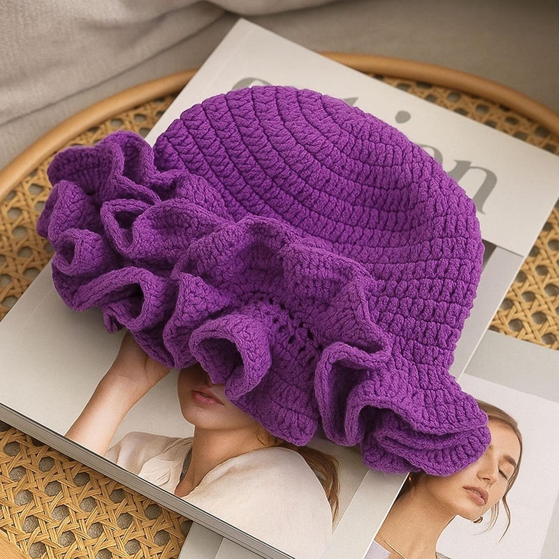 Ahouws Crochet Bucket Hat Women Trendy Knit Floppy Cap Cute Boho Handmade Beanies Outdoor Boho Travel Fishing Hat - Image 3